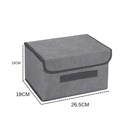 Fold-Up Fabric Storage Box with Lid – Collapsible Organizer (Large & Medium)