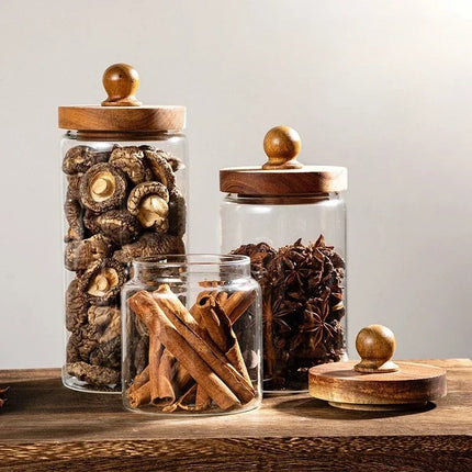 Heritage Wooden Lid Glass Jar