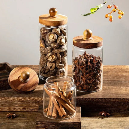 Heritage Wooden Lid Glass Jar